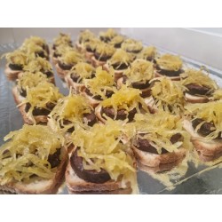 Mini tartine boudin et courge spaghetti